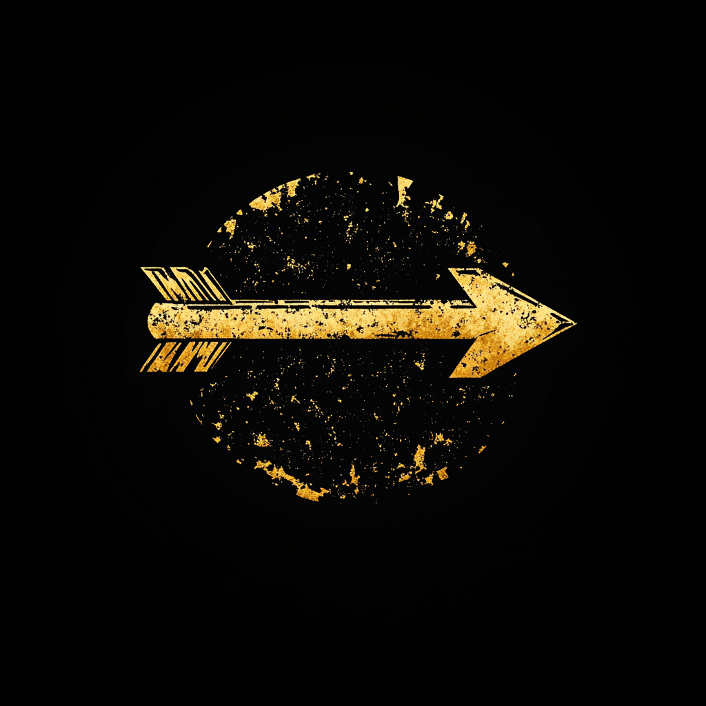 A gold arrow on a black background
